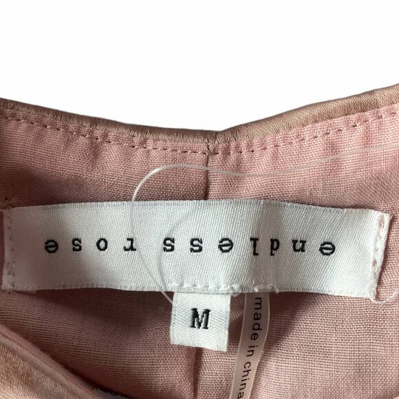 Endless Rose Romper Women Medium Pink Satin Button Front V Neck Playsuit - Picture 4 of 7